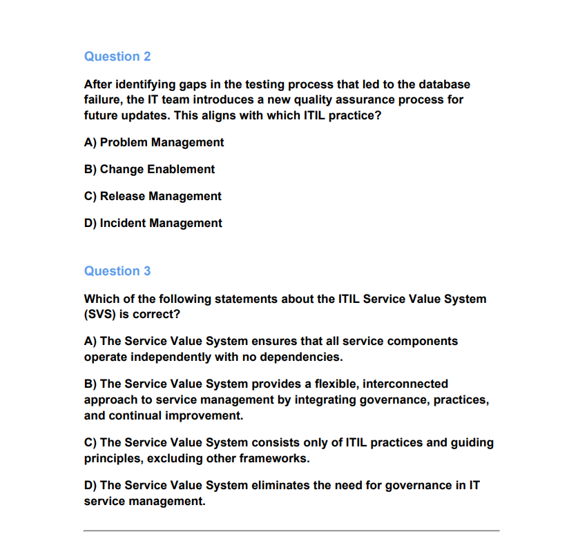 ITIL Foundation Revision Questions